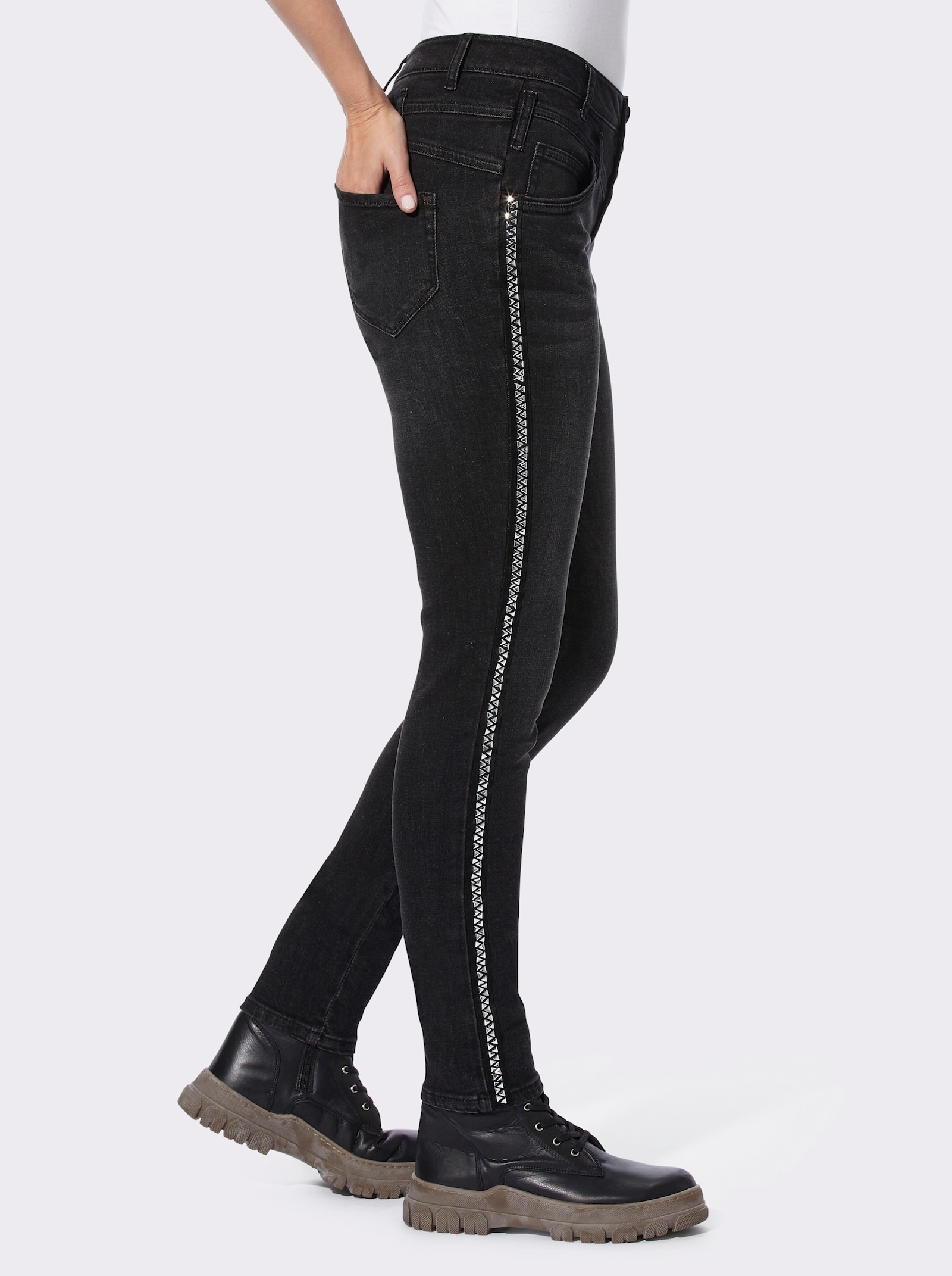 heine Jeans met galonstrepen - dark grey denim