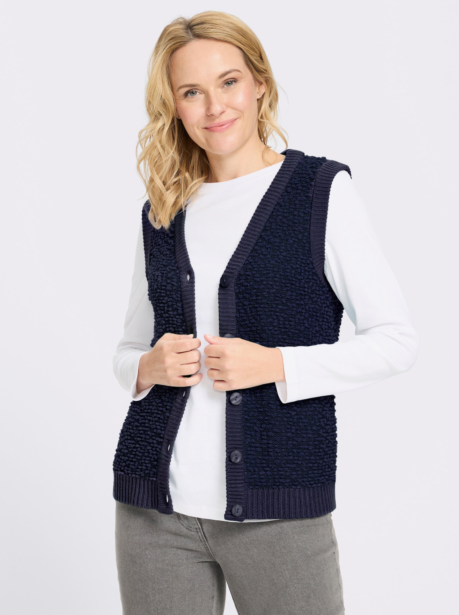 Strickweste aus Effektgarn - marine