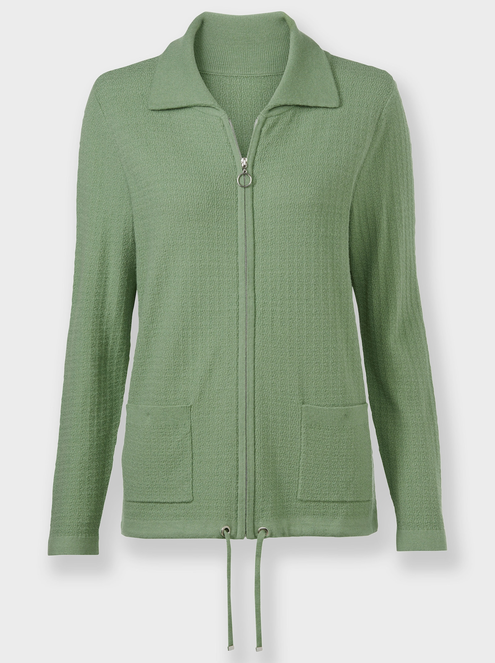 Vest met ajourtricot - eucalyptus