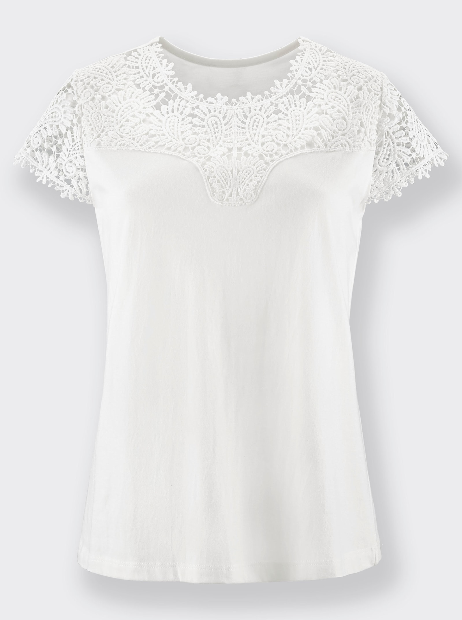 Spitzenshirt mit blickdichten Elementen - wollweiss