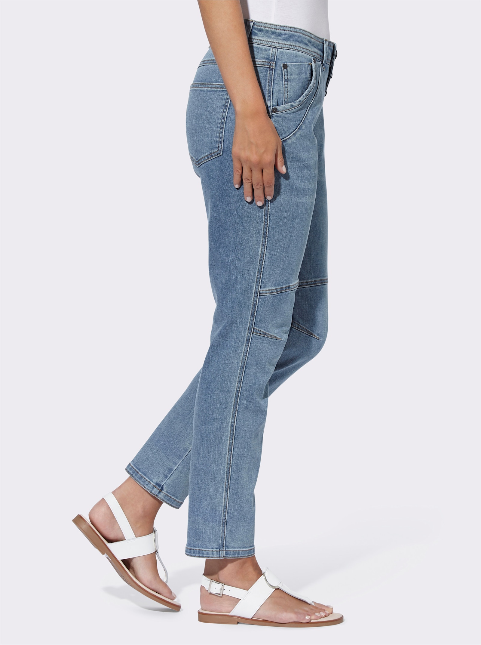 heine 5-pocketsjeans in boyfriend-stijl - blue-bleached
