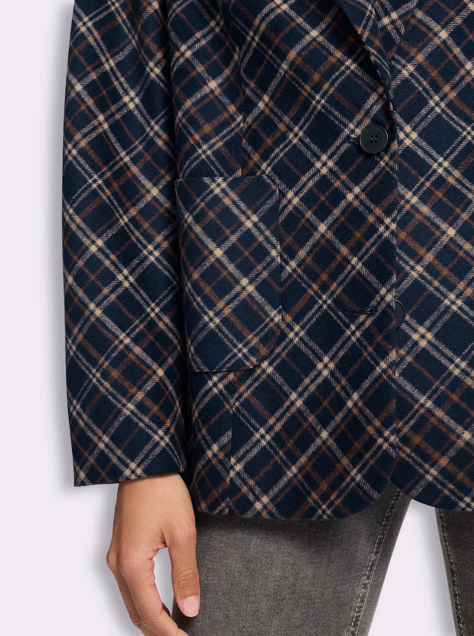 heine Blazer mit Karomuster - marine-braun-kariert