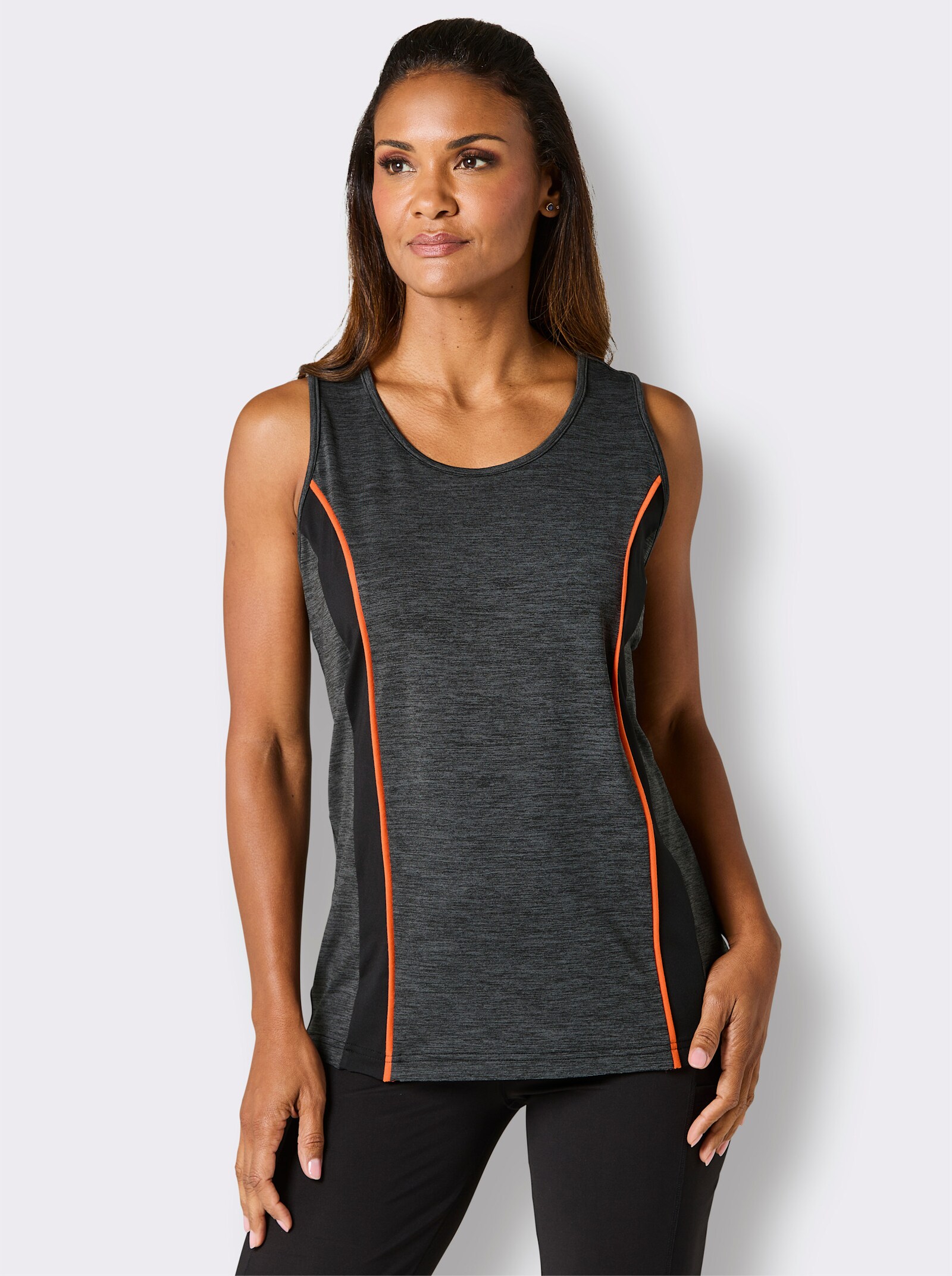 Funktionsshirt , atmungsaktiv - graphit-meliert