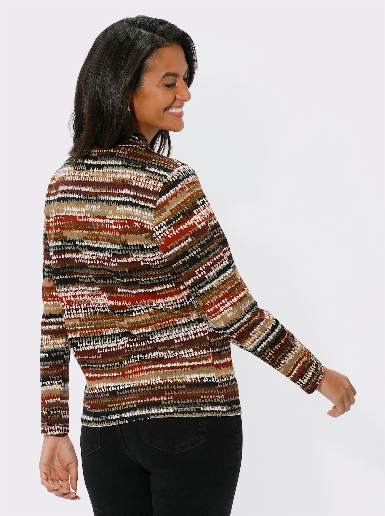 Shirt met lange mouwen - roestrood/sesam bedrukt