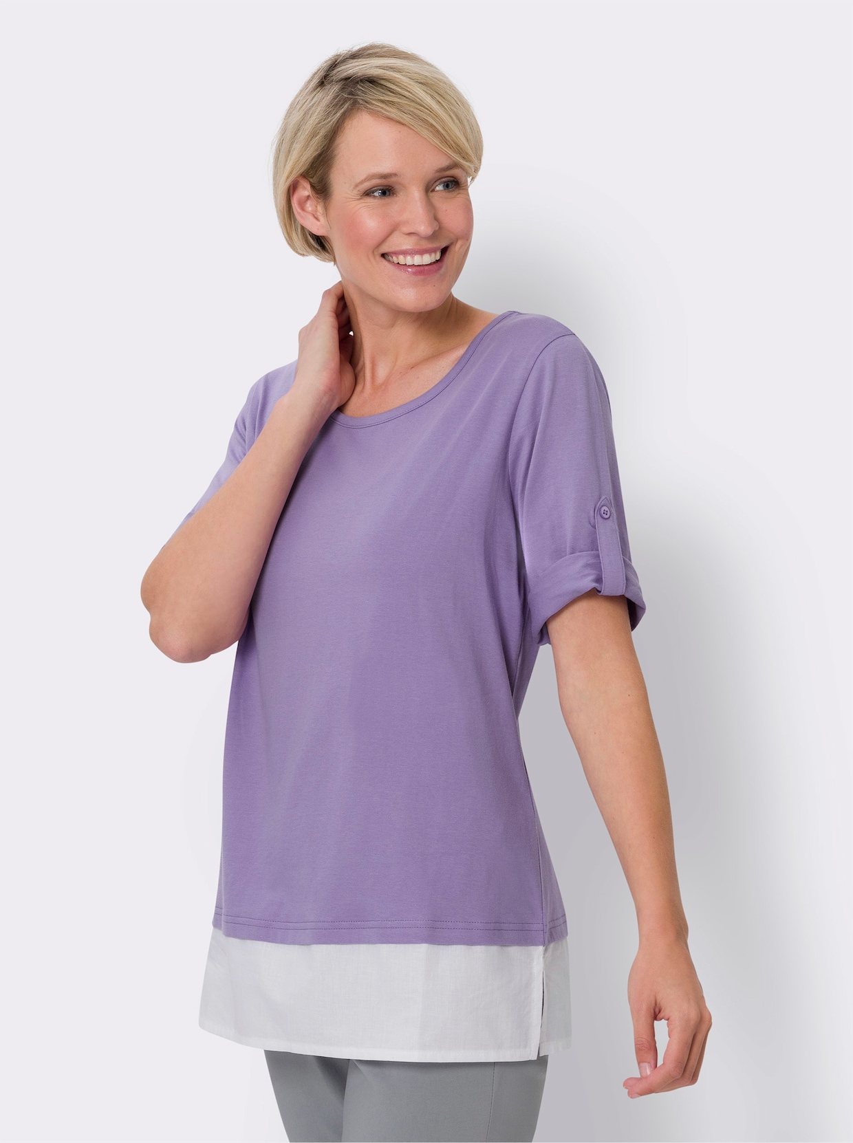 2-in-1-Shirt - lavendel-weiss