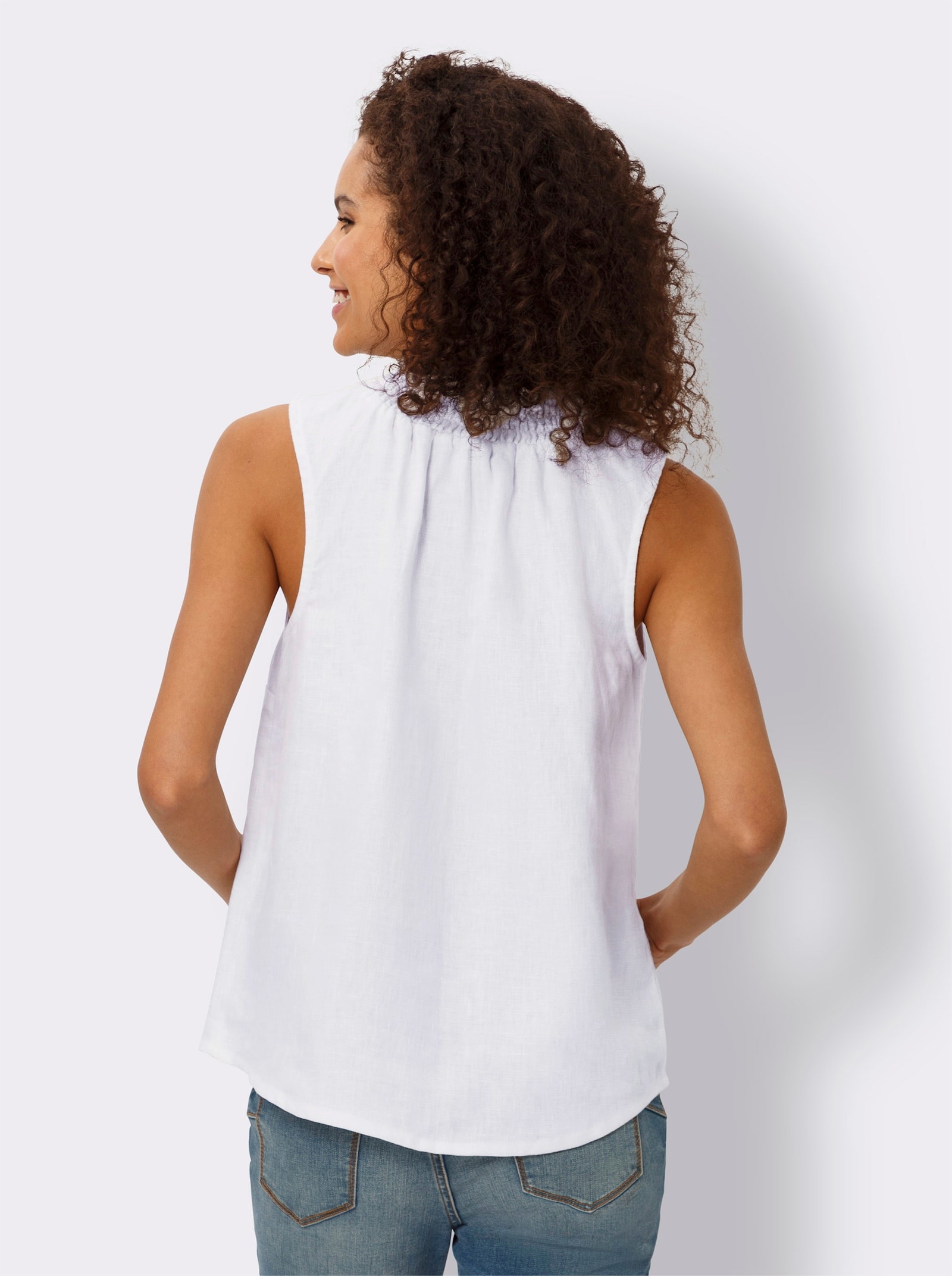 heine Blusentop mit gesmoktem Ausschnitt - weiß