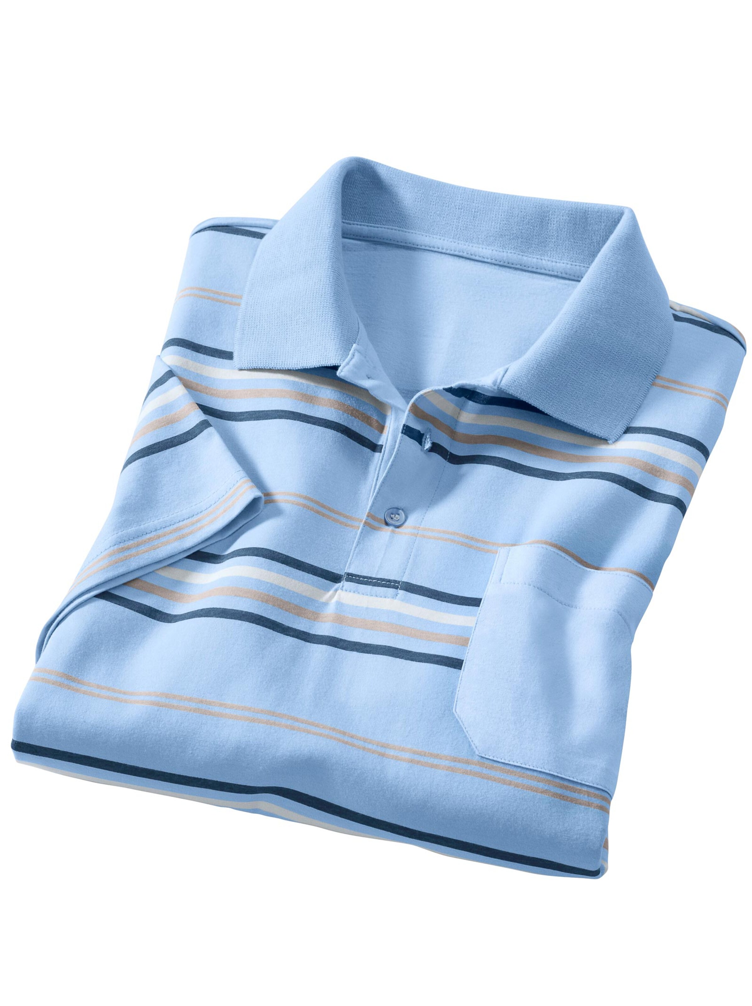 Poloshirt - hellblau-gestreift