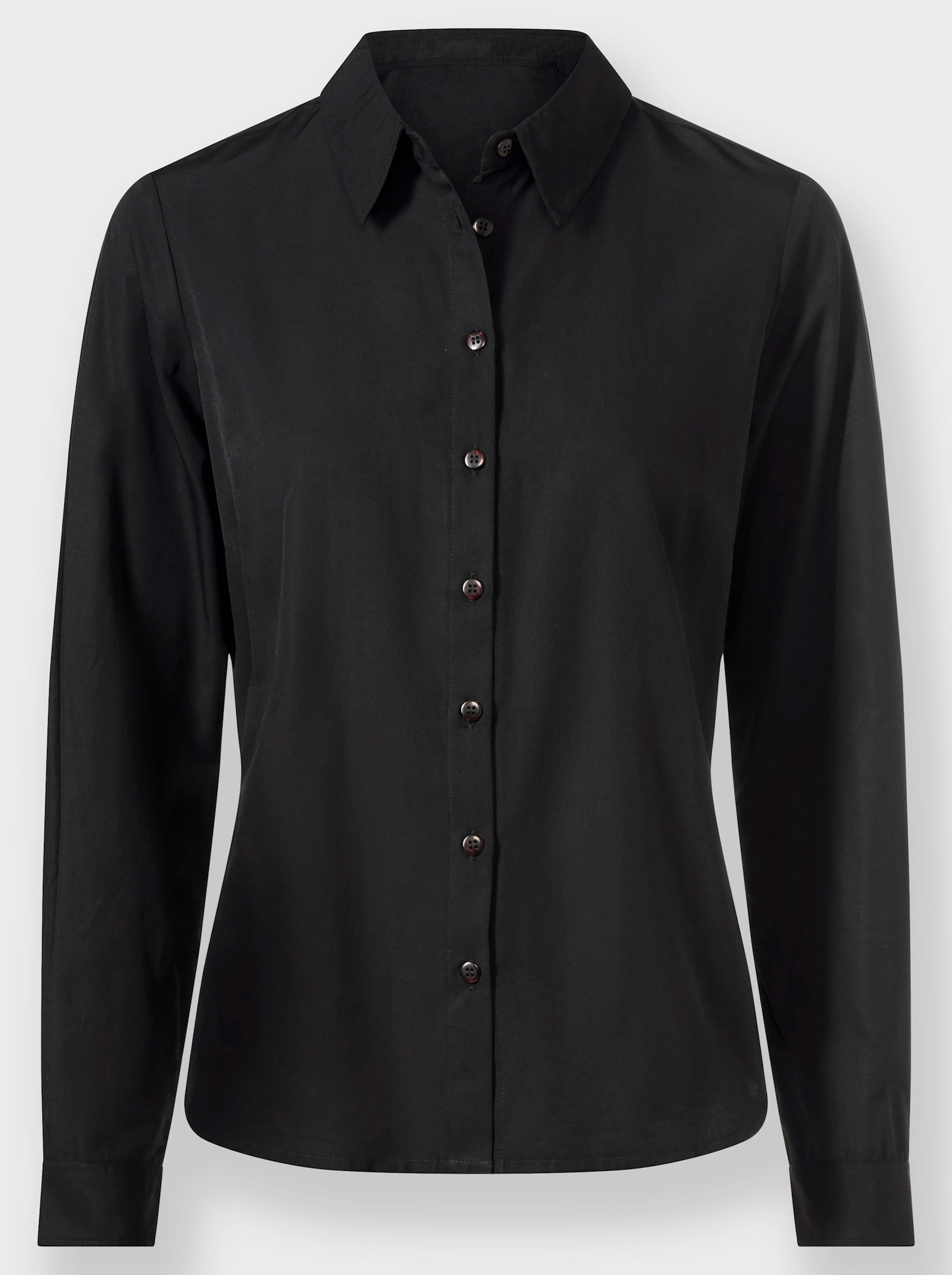 Langarm-Bluse im Baumwoll-Polyester-Mix - schwarz