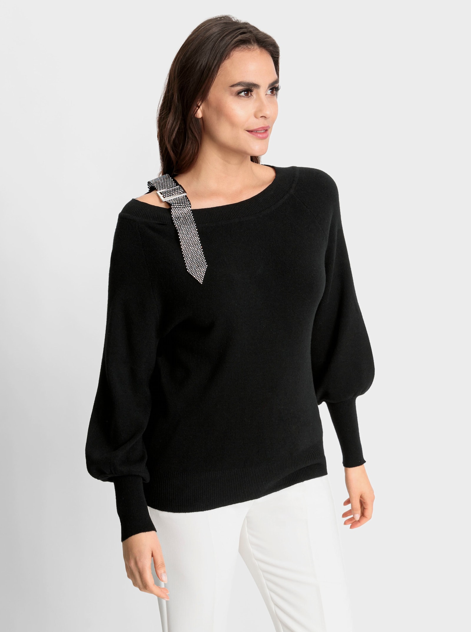 heine Gebreide pullover met glitterdetail - zwart