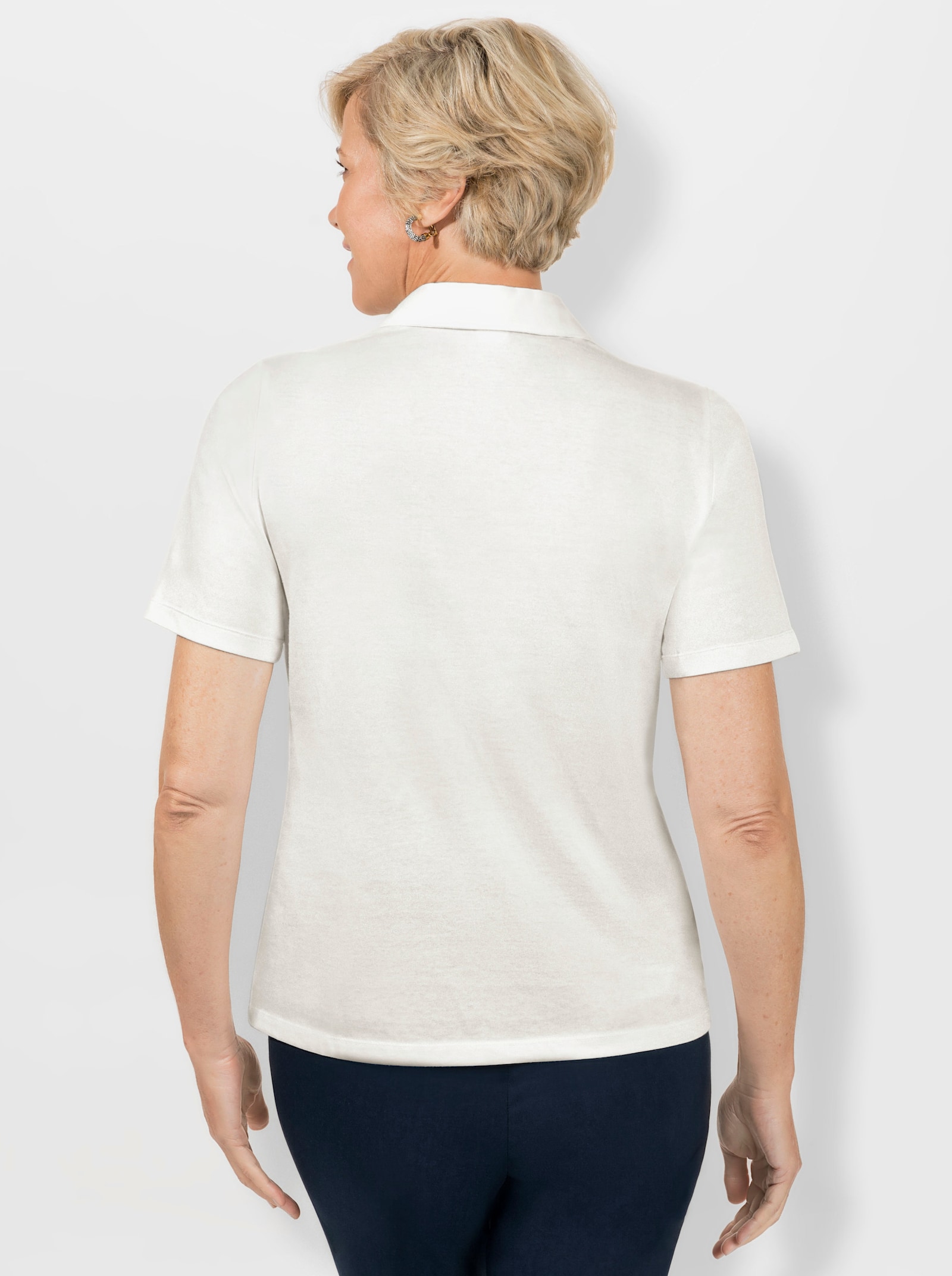 Poloshirt in schimmernder Qualität - ecru