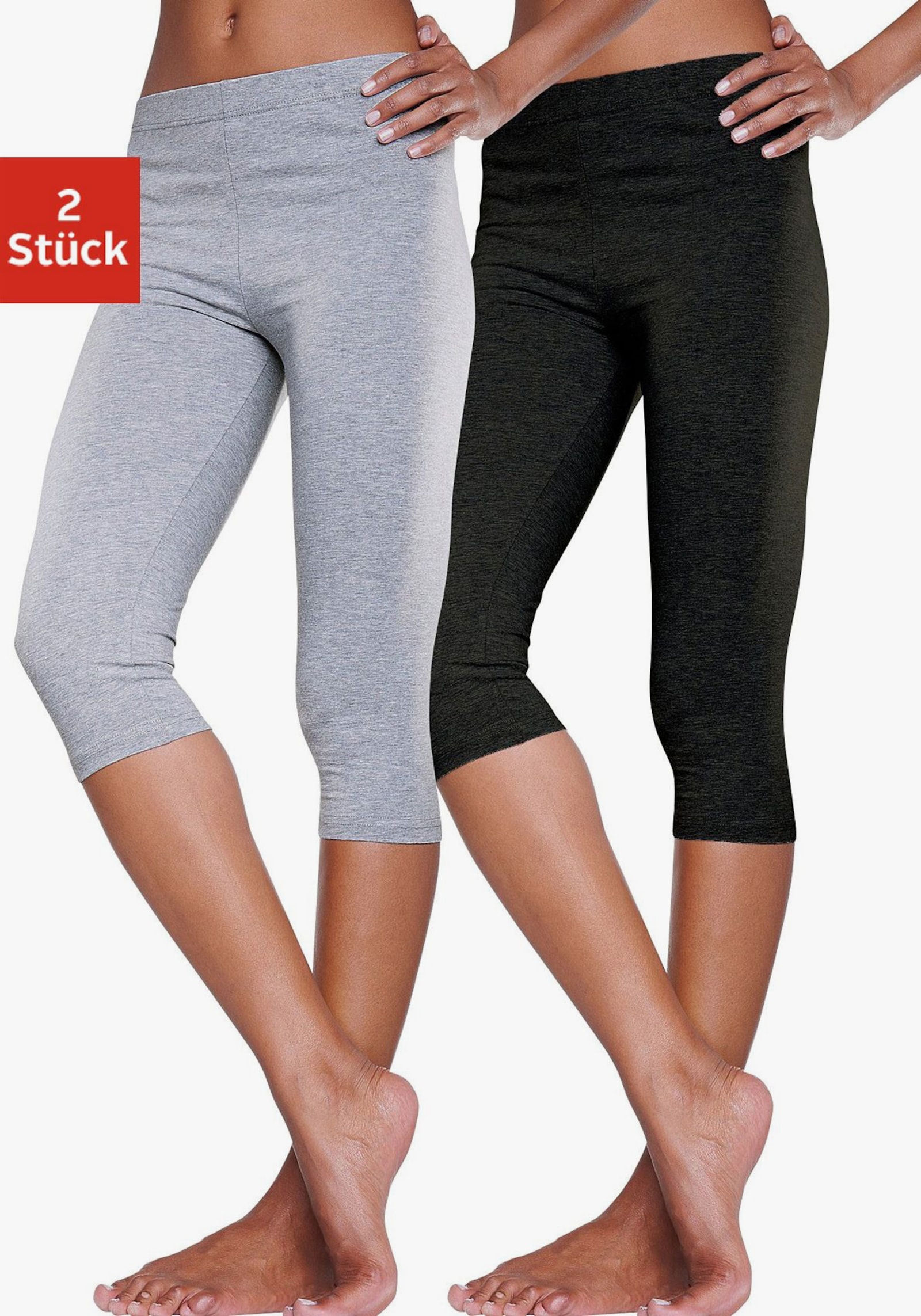 vivance active Caprilegging - 1x lichtgrijs gemêleerd, 1x zwart