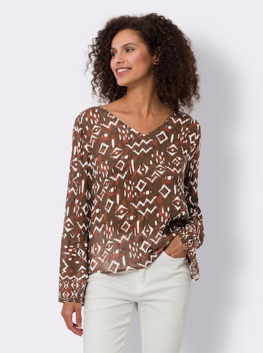 heine Schlupfbluse mit Ethno-Print - rotbraun-champagner-bedruckt