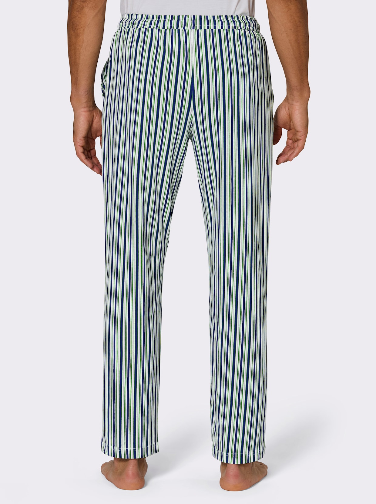 Hose lang - royalblau-apfel-gestreift