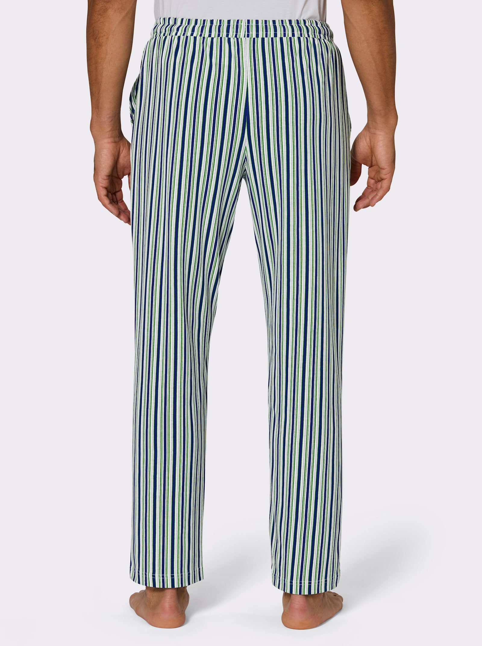 Hose lang - royalblau-apfel-gestreift