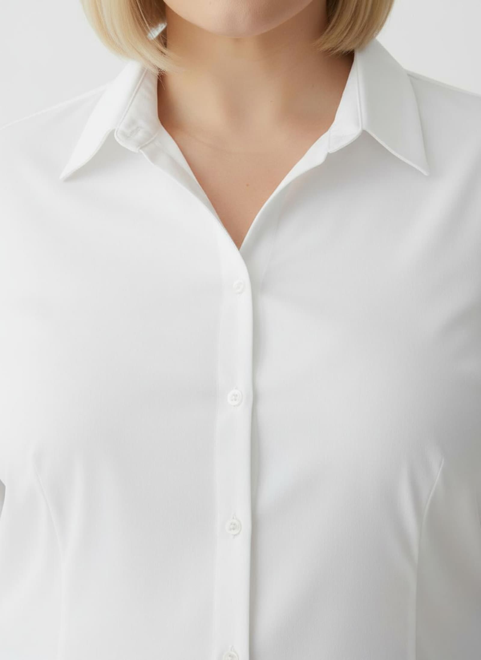 Hemdbluse mit 3/4-Ärmeln - weiß