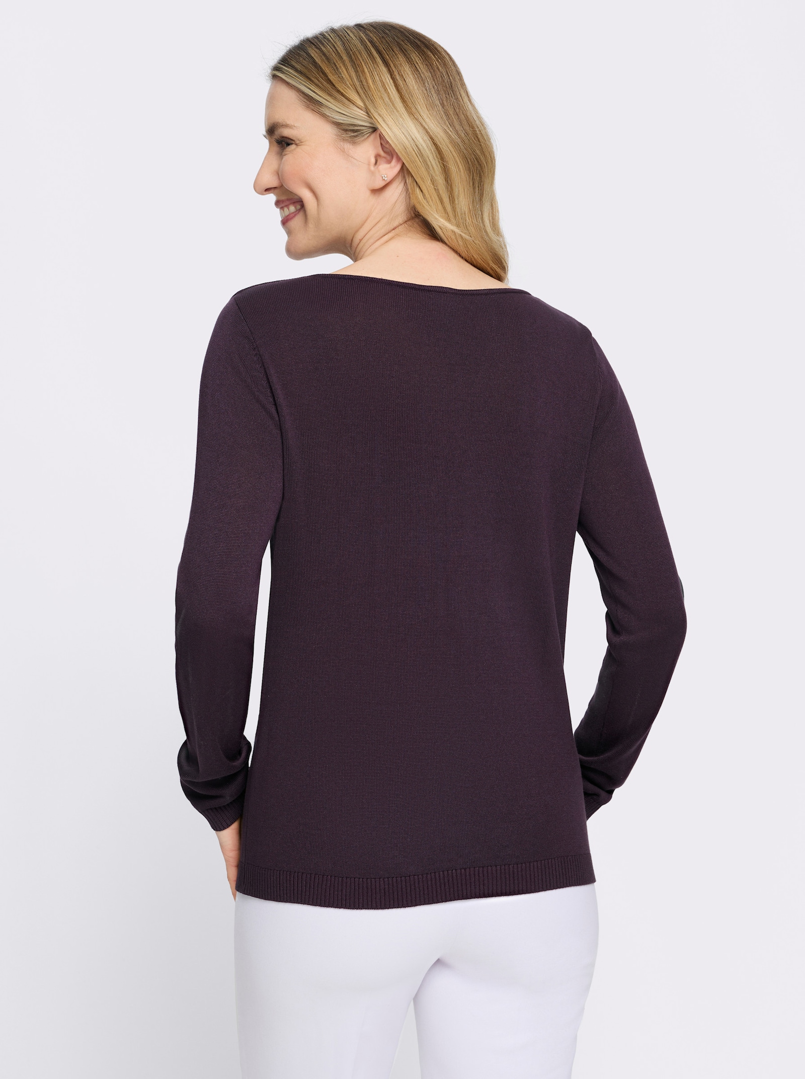 Wasserfallpullover aus reiner Viskose - aubergine