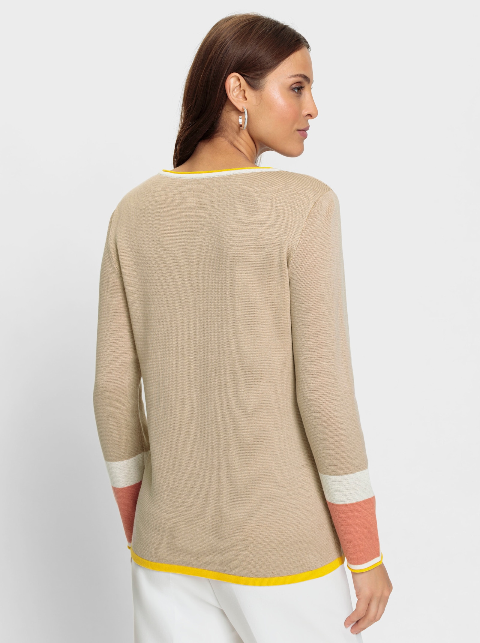 Pullover mit Tasche - beige-champagner-gemustert