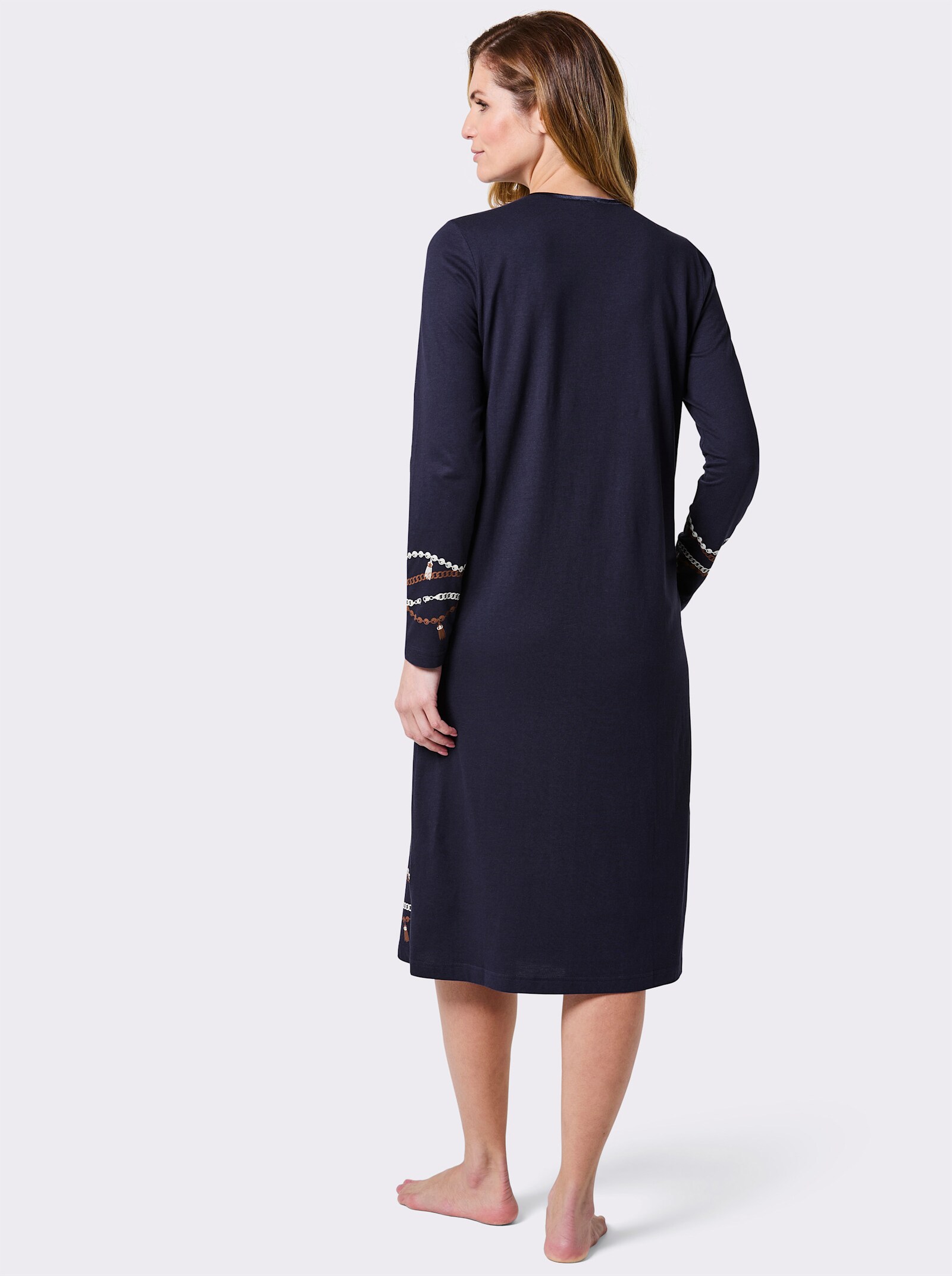 wäschepur Nachthemd mit Kettendruck - marine-champagner-bedruckt