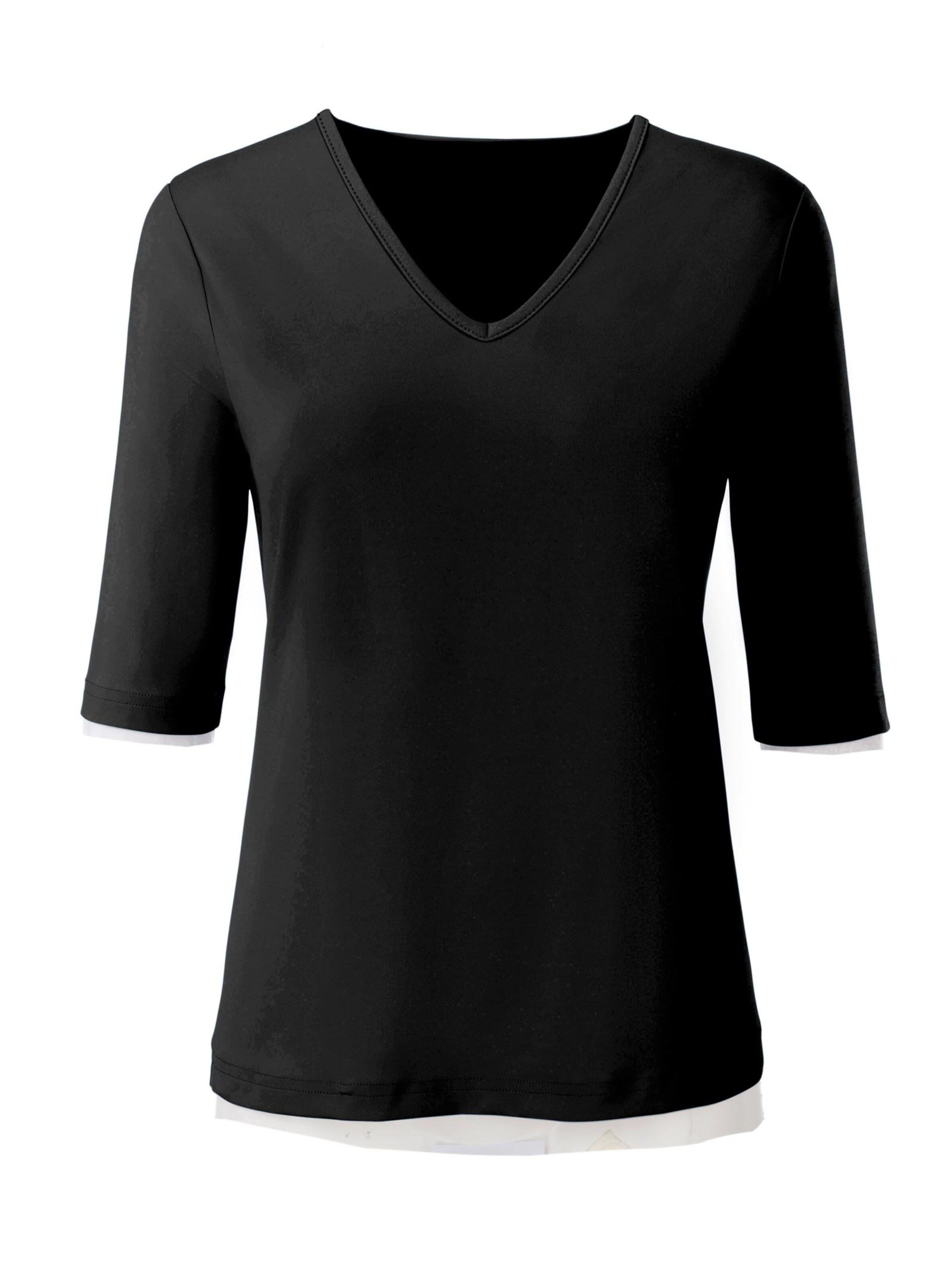 Damenmode Shirts V-Shirt in schwarz 