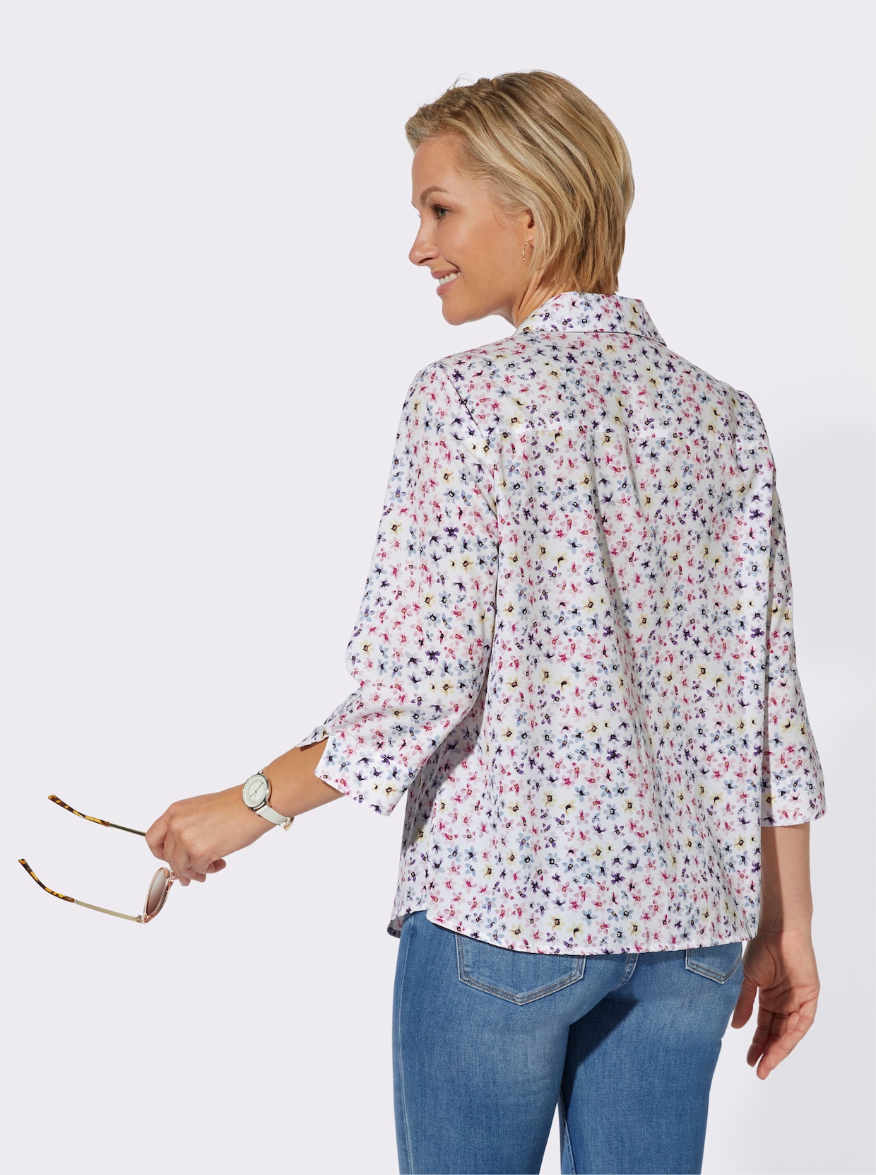 Blouse met print - roze/ecru bedrukt