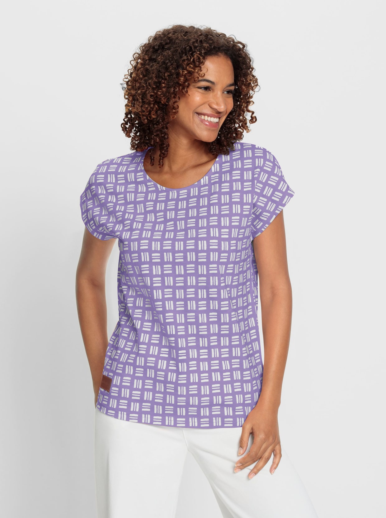 Print-Shirt - lavendel-ecru-bedruckt