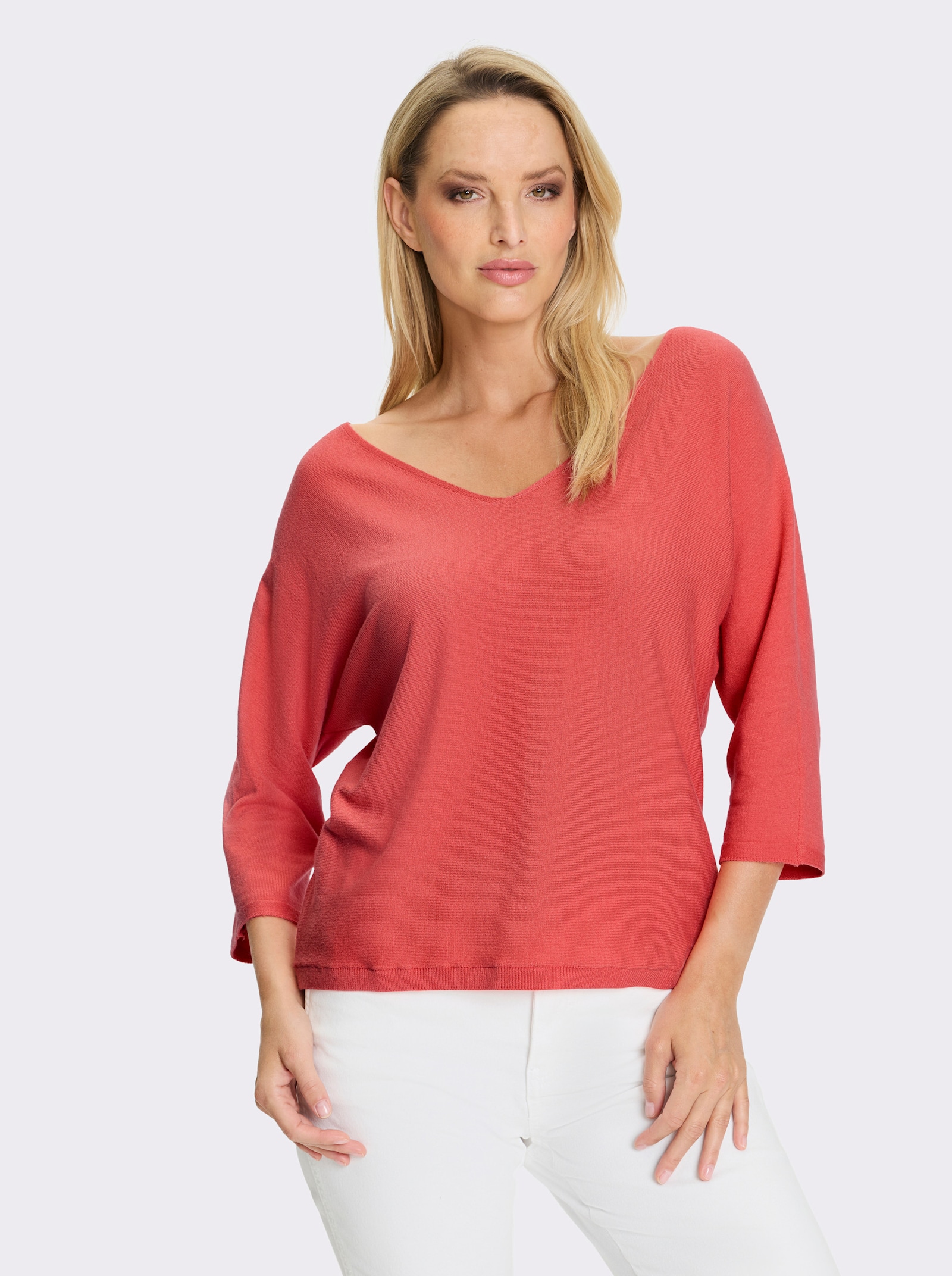 heine 3/4 Arm-Pullover in Oversized-Form - koralle