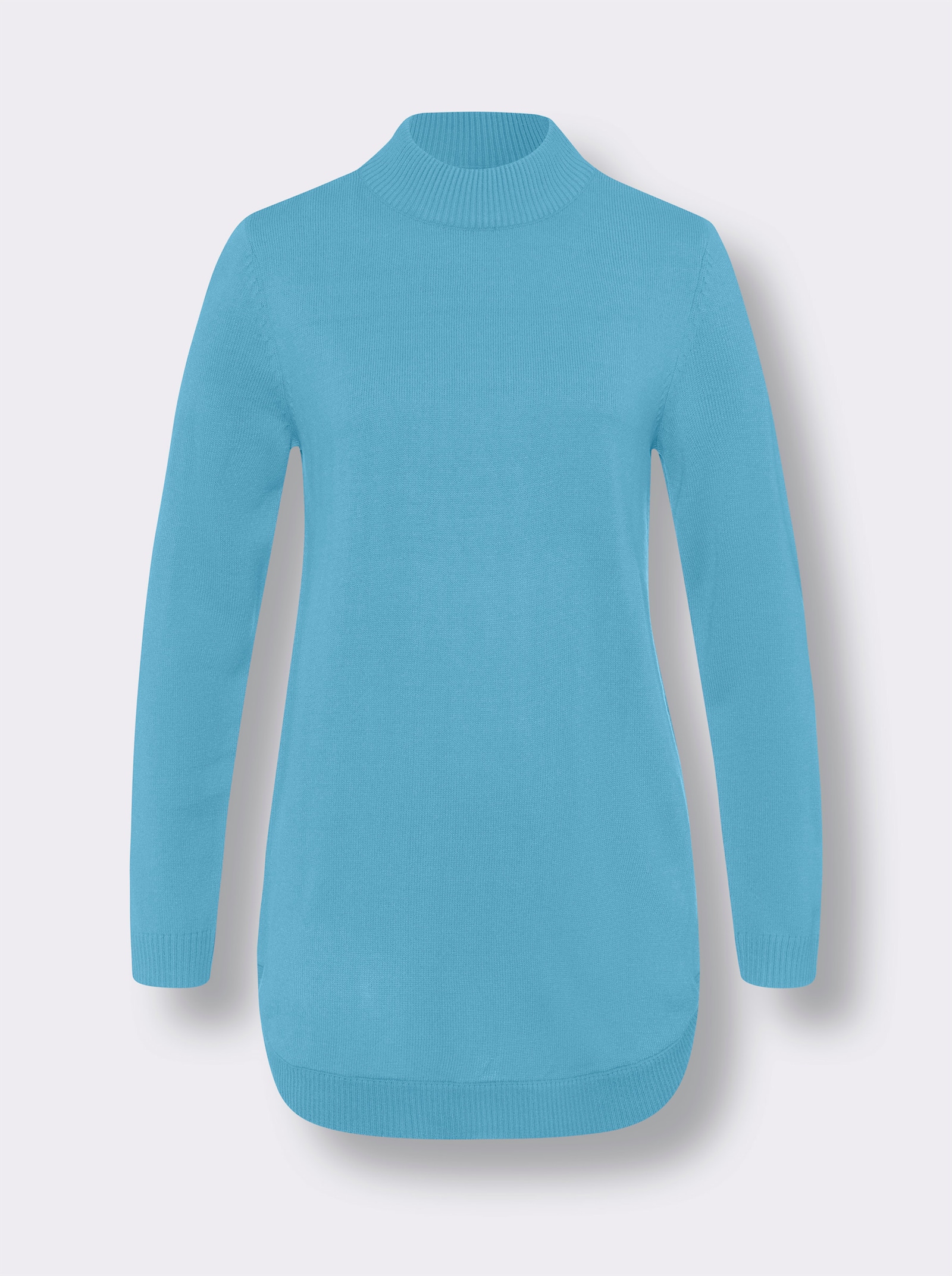 Pullover mit abgerundetem Saum - aqua
