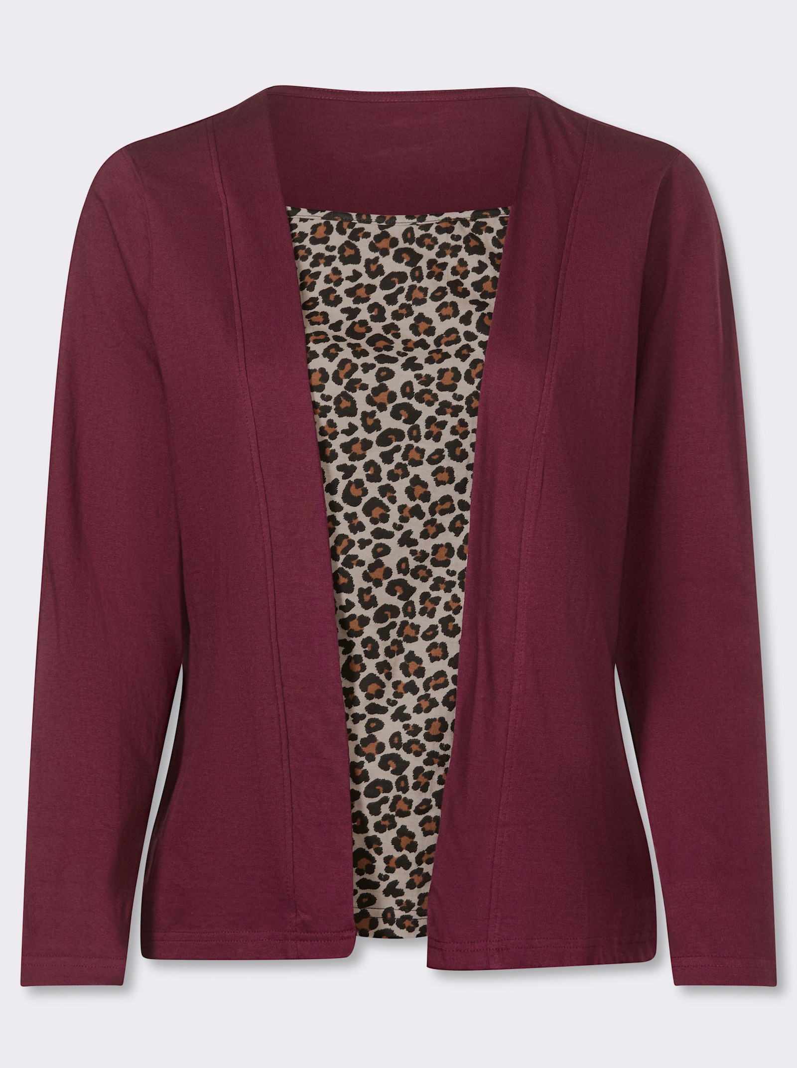 2-in-1-Shirt mit Animal-Print - bordeaux