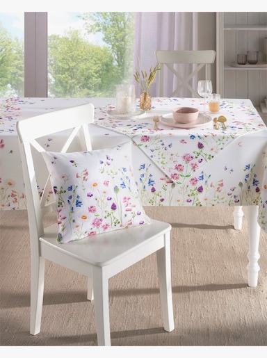 Tischdecke - ecru-rosé-bedruckt