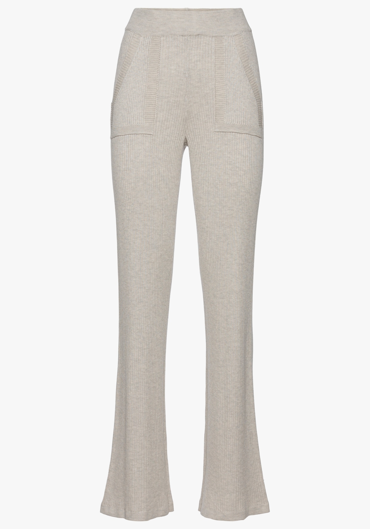 Broek van tricot - beige gemêleerd