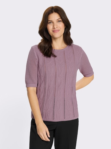 Ajourpullover aus reiner Baumwolle - mauve
