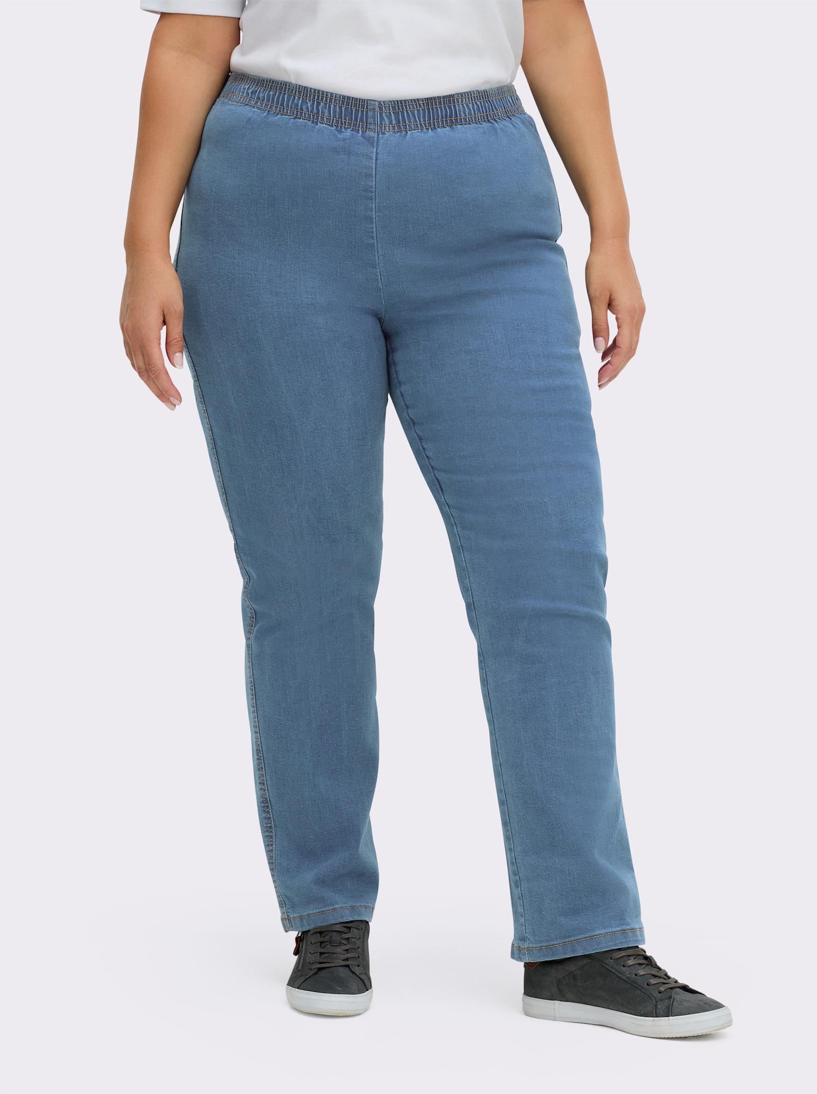 Stretch-Jeans mit Rundum-Dehnbund - blue-bleached