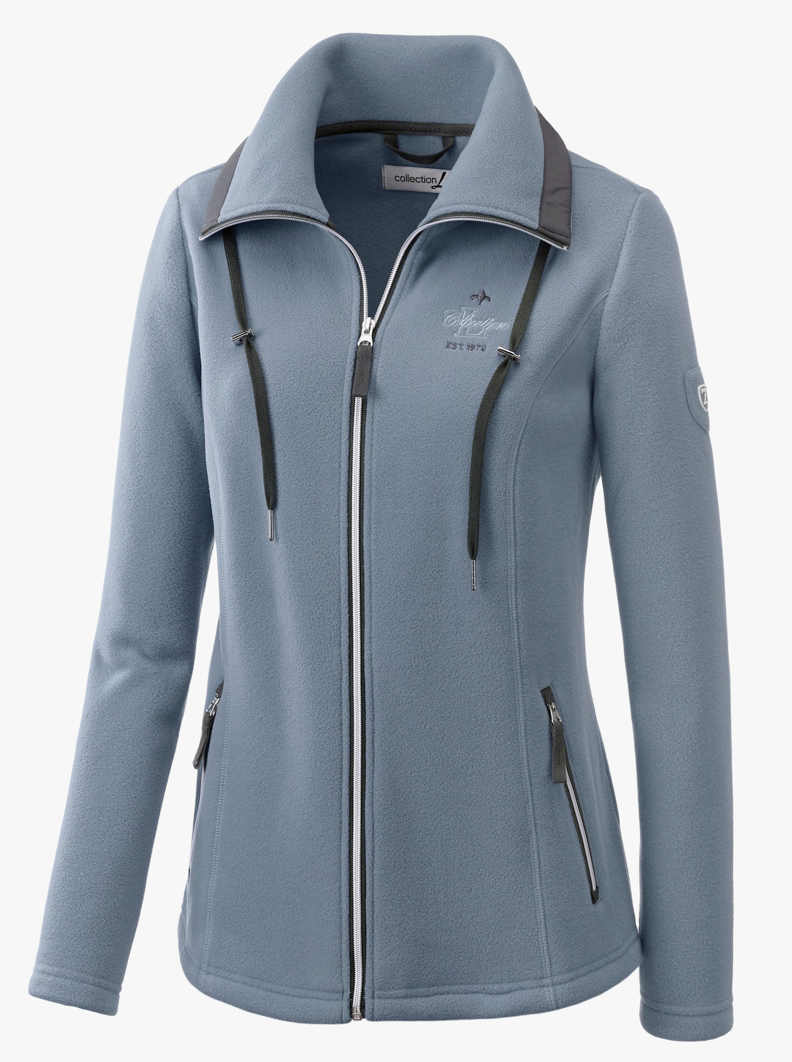 Fleecejacke mit schrägen Reißverschluss-Taschen - bleu