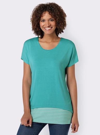 2-in-1-Shirt mit Ringel-Top - mint