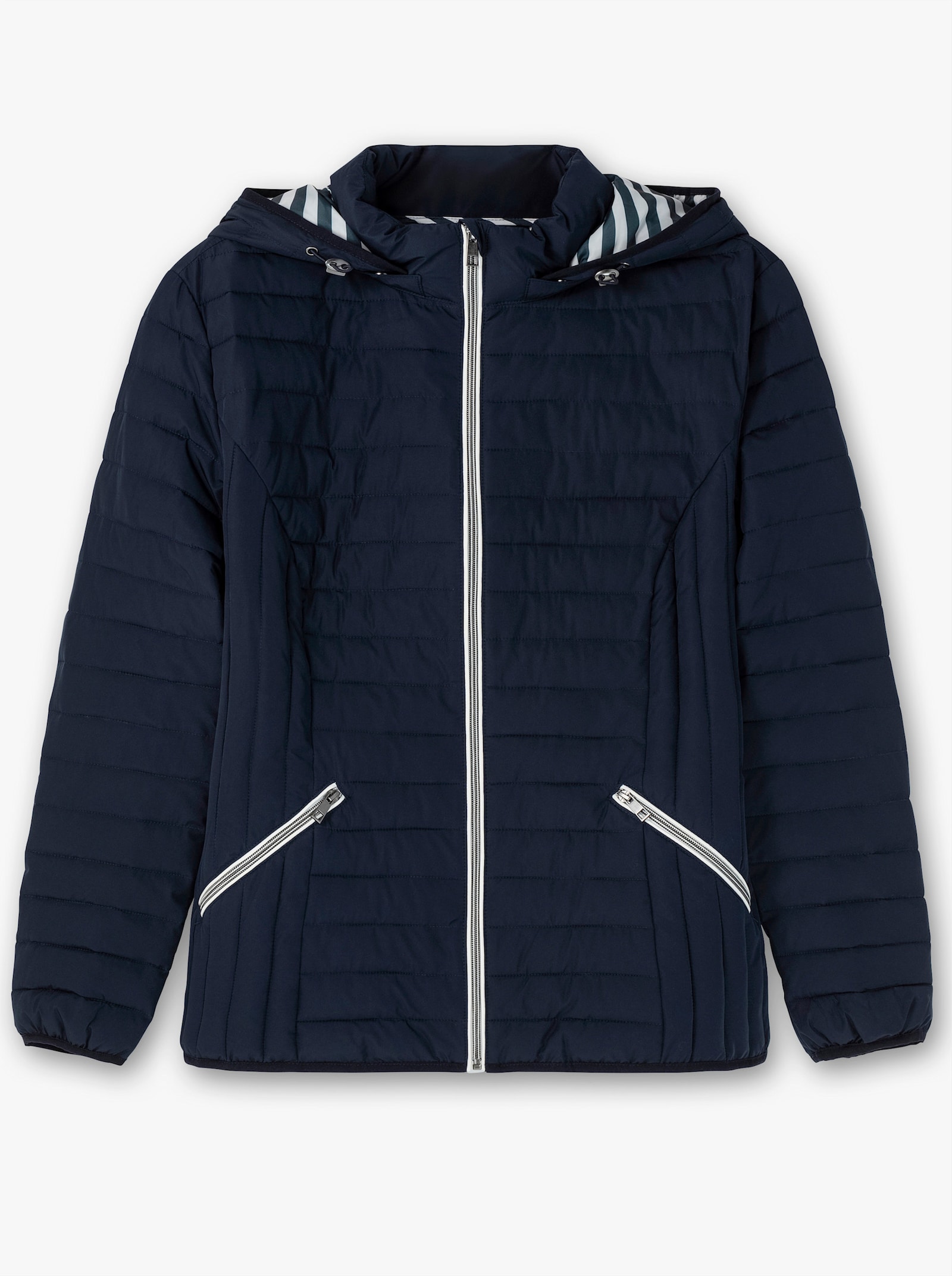 sheego Steppjacke mit gestreiftem Innenfutter - nachtblau