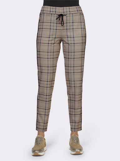 heine Karohose - schwarz-camel-kariert