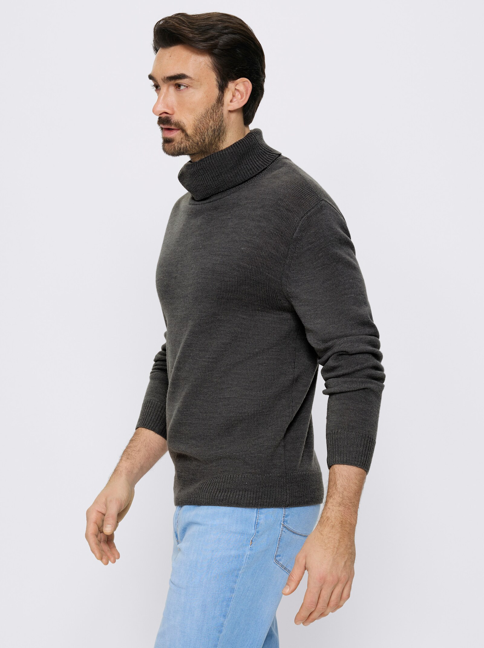 Catamaran Rollkragenpullover mit Wollanteil - graphit-meliert