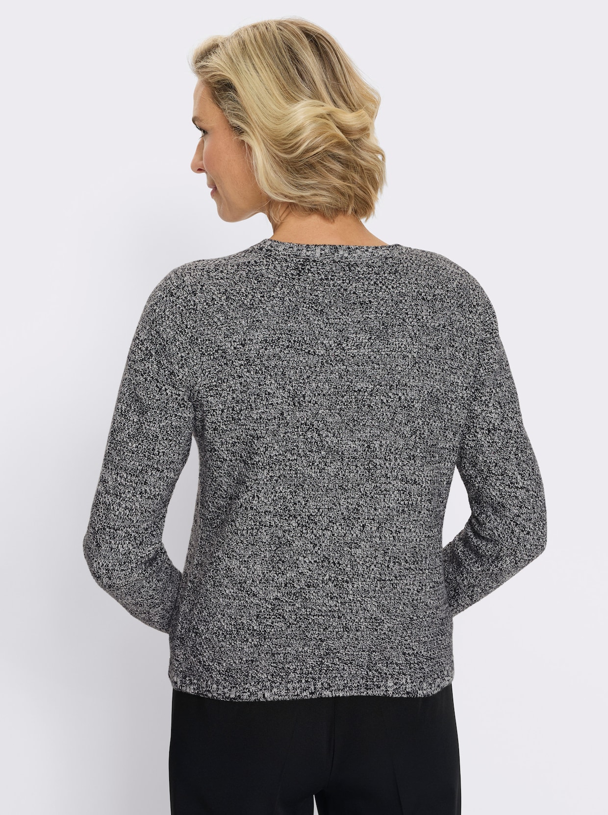 Cardigan mit Schmuckknöpfen - ecru-schwarz-gemustert