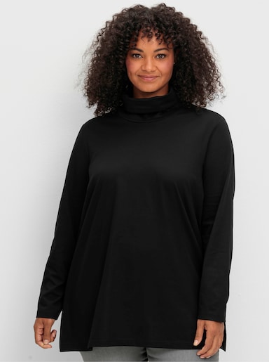 sheego Rollkragenshirt - schwarz