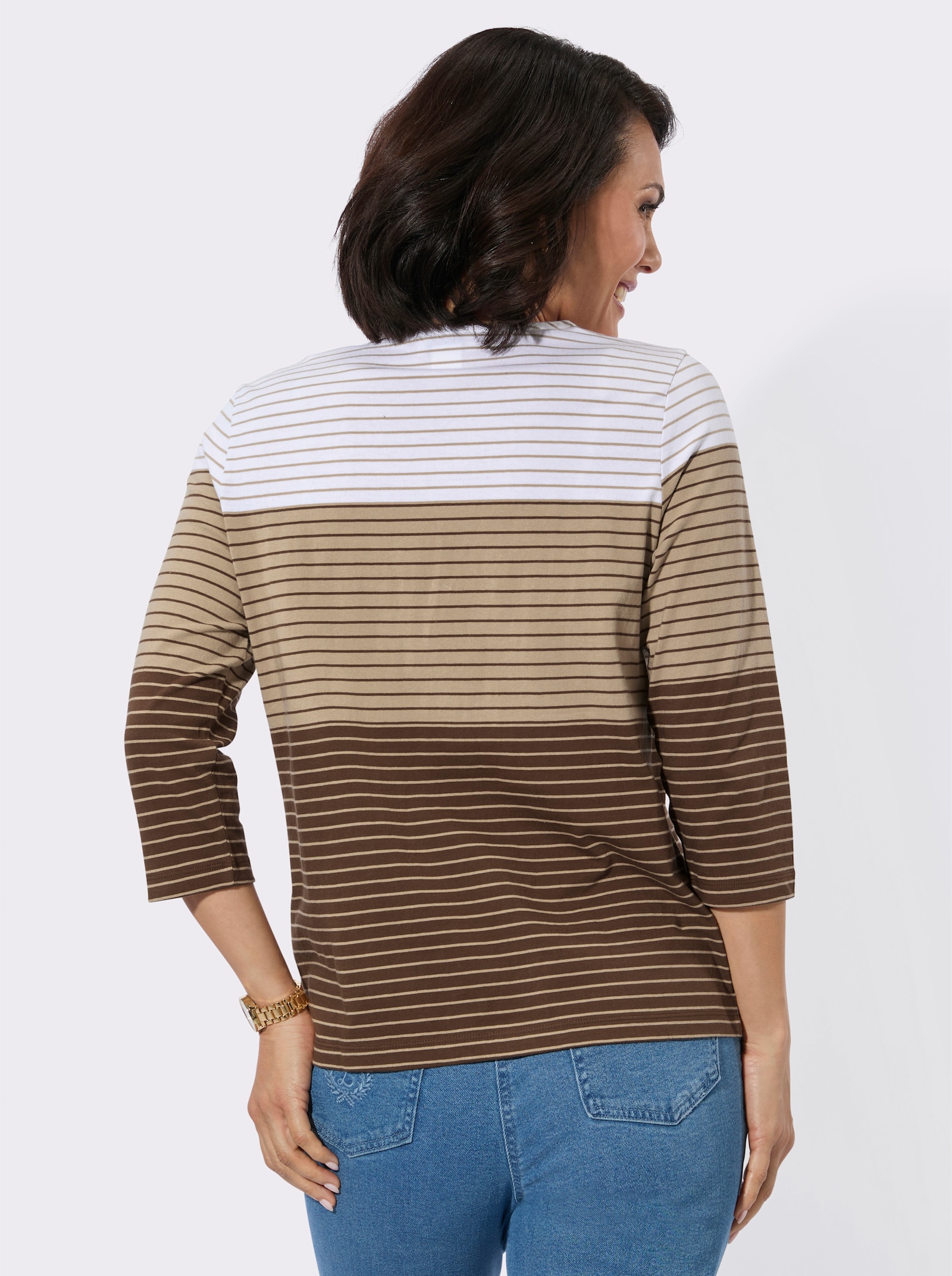 Ringelshirt - braun-ecru-geringelt