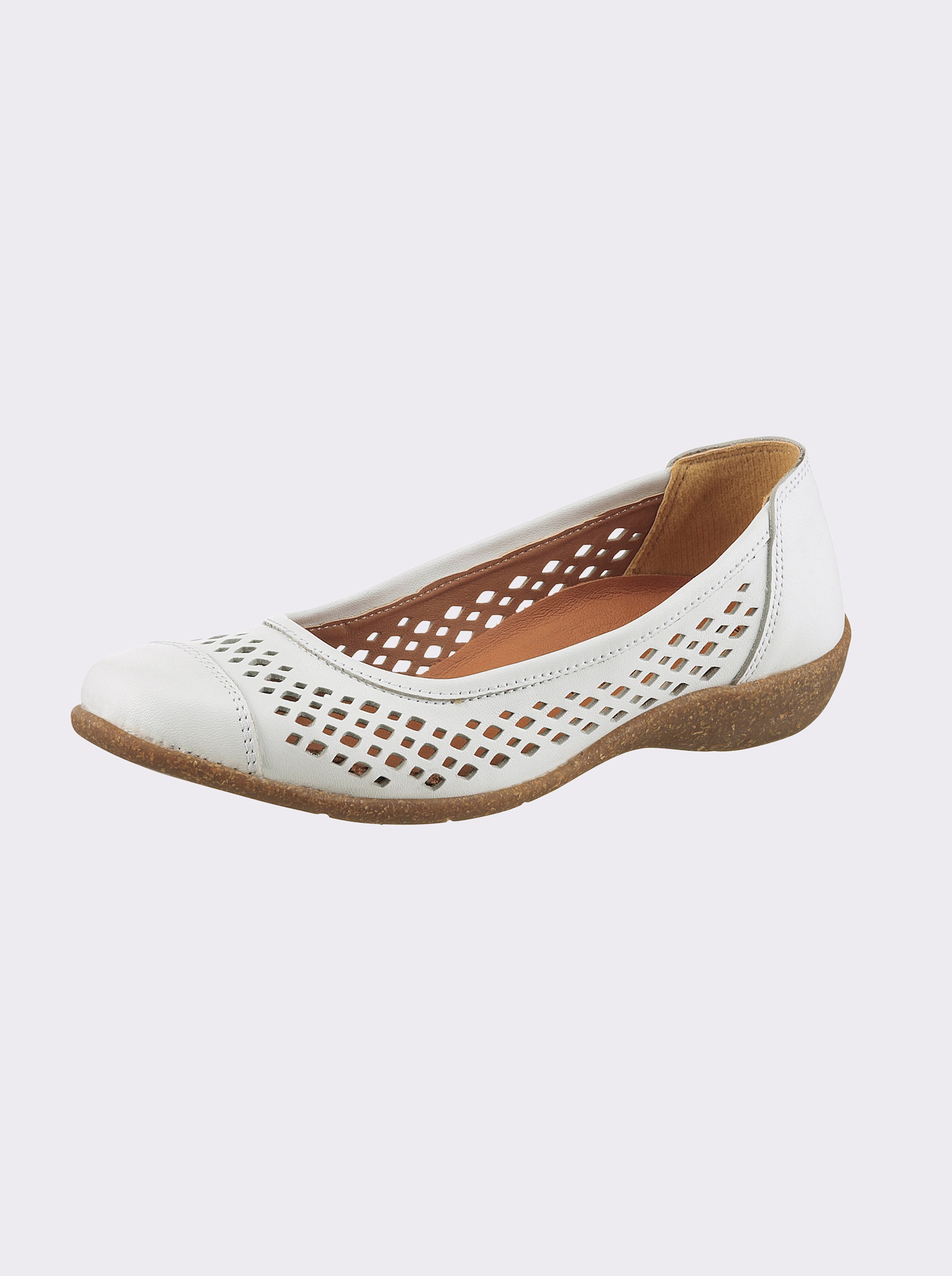 airsoft modern+ Ballerina mit perforiertem Leder - weiß