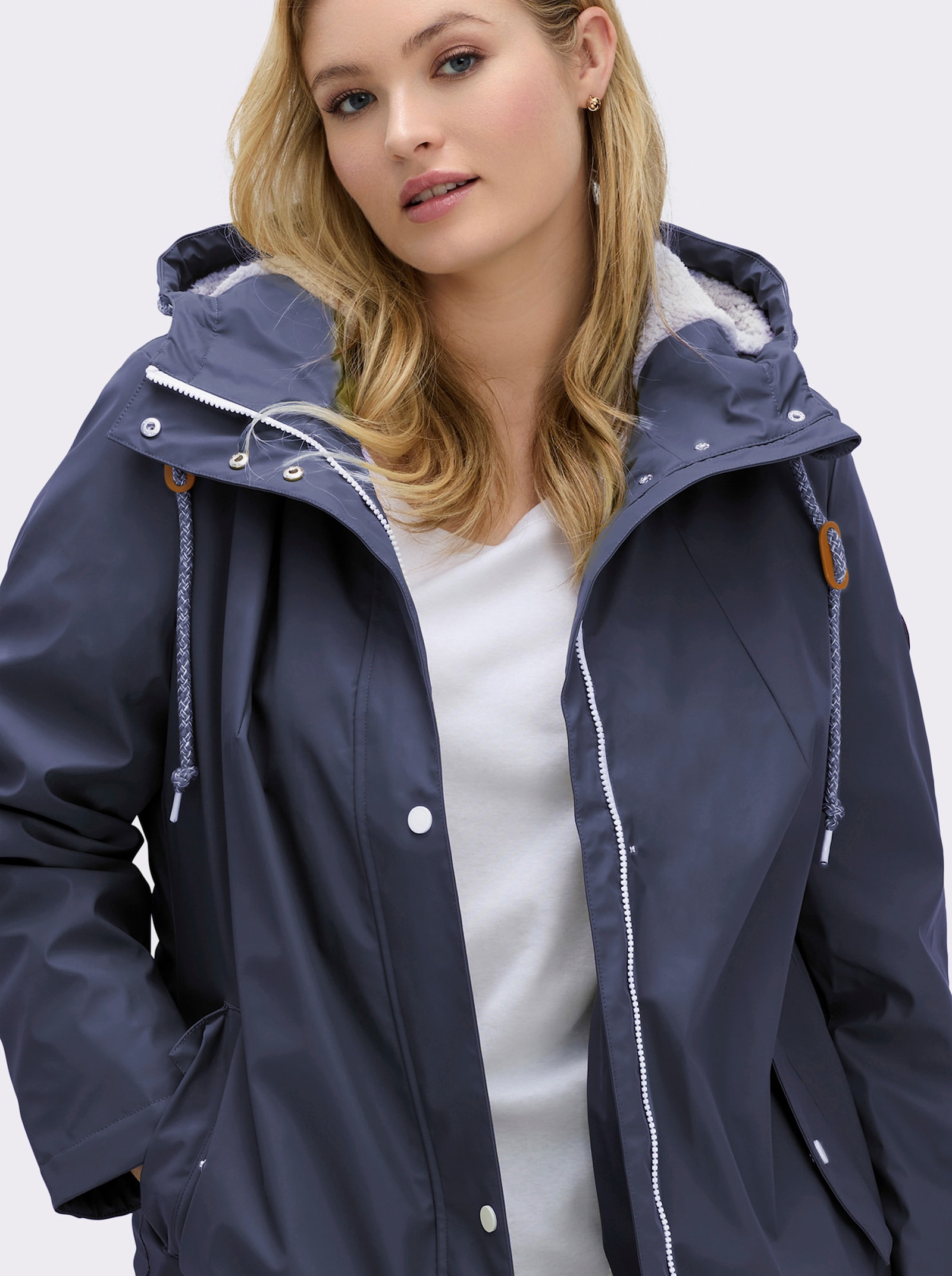 Jacke mit Teddy-Futter - marine
