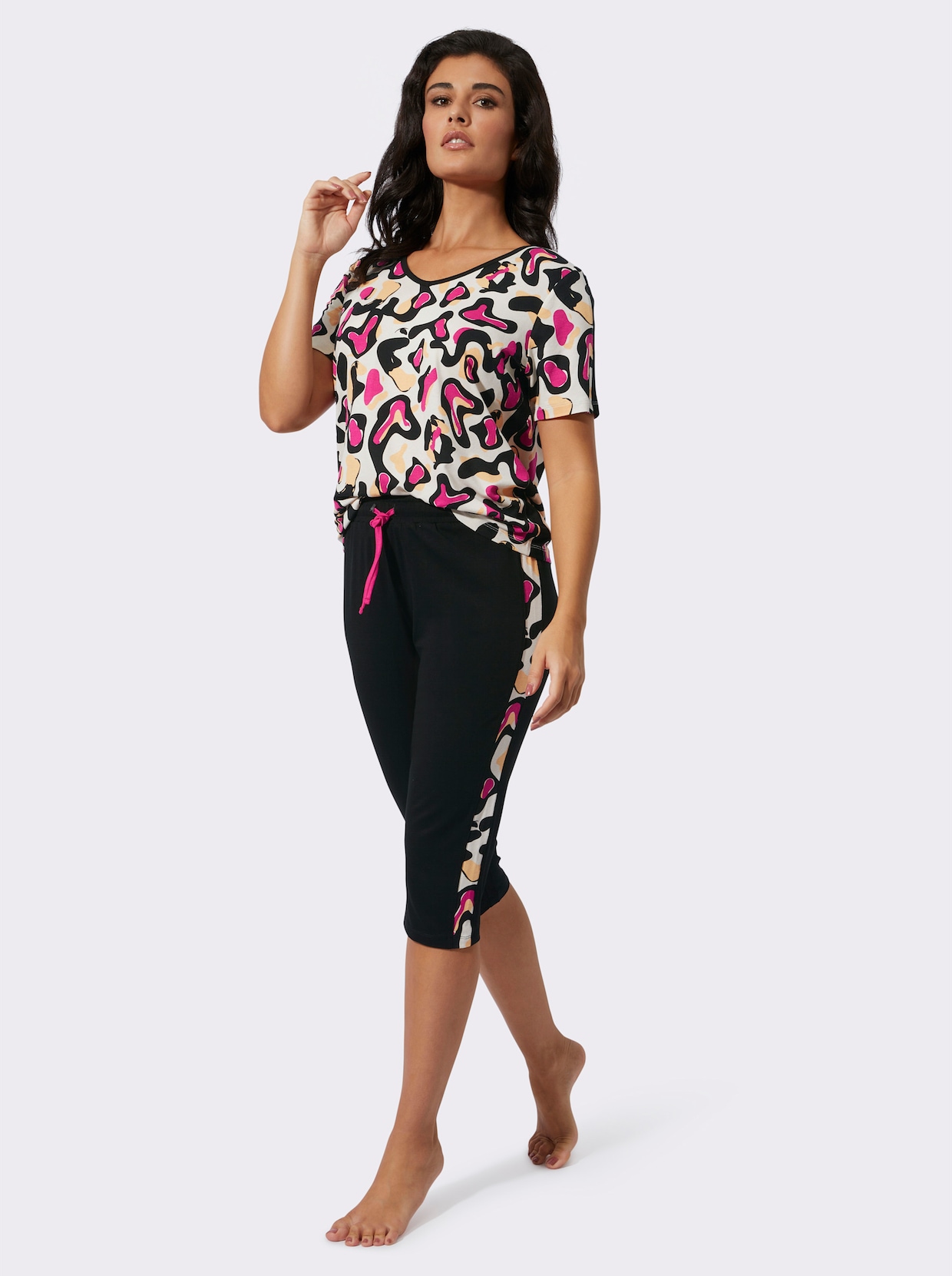 wäschepur Pyjama court - champagne-fuchsia imprimé