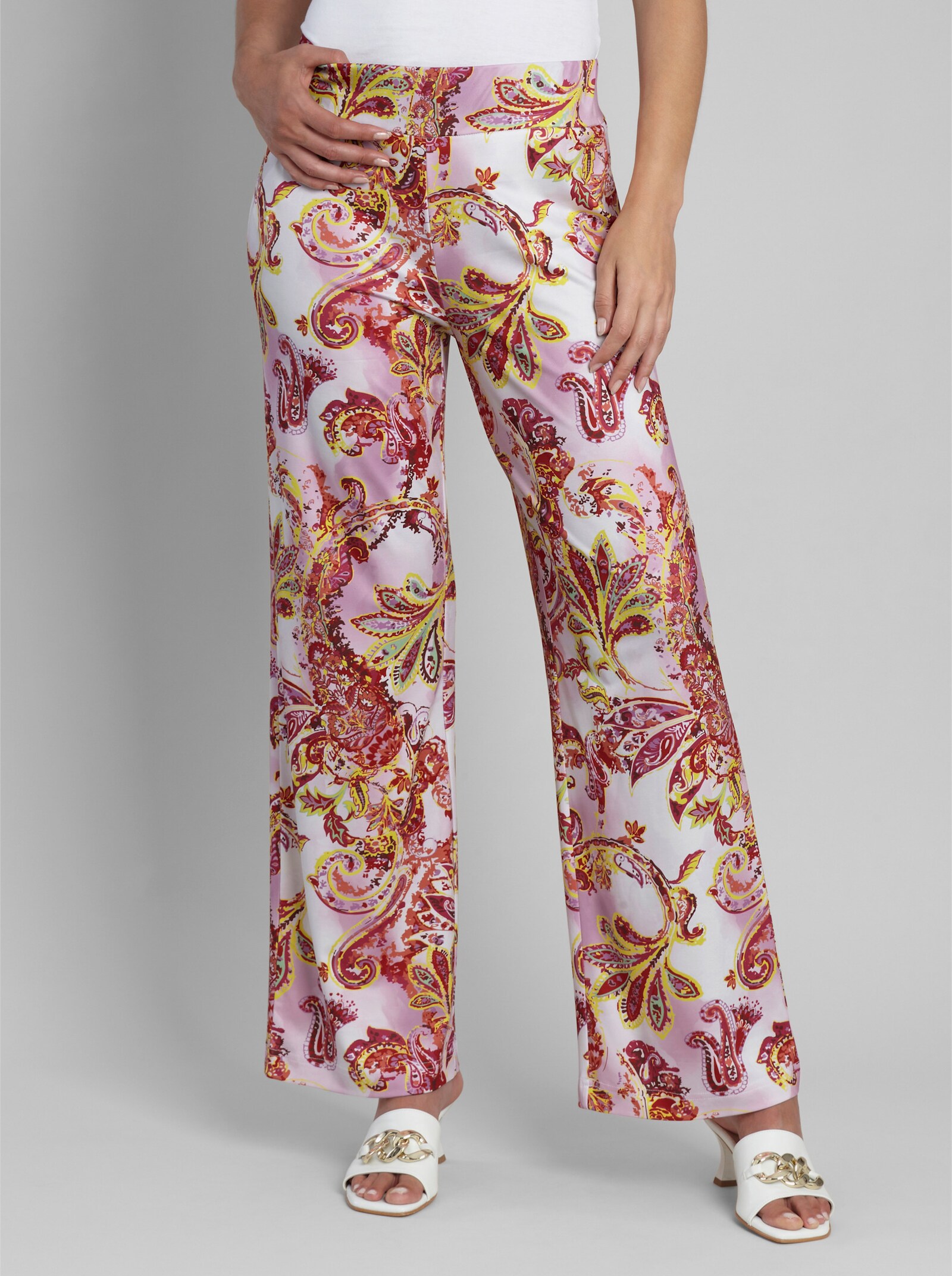 heine Druckhose mit Rundum-Dehnbund - orchidee-ecru-bedruckt