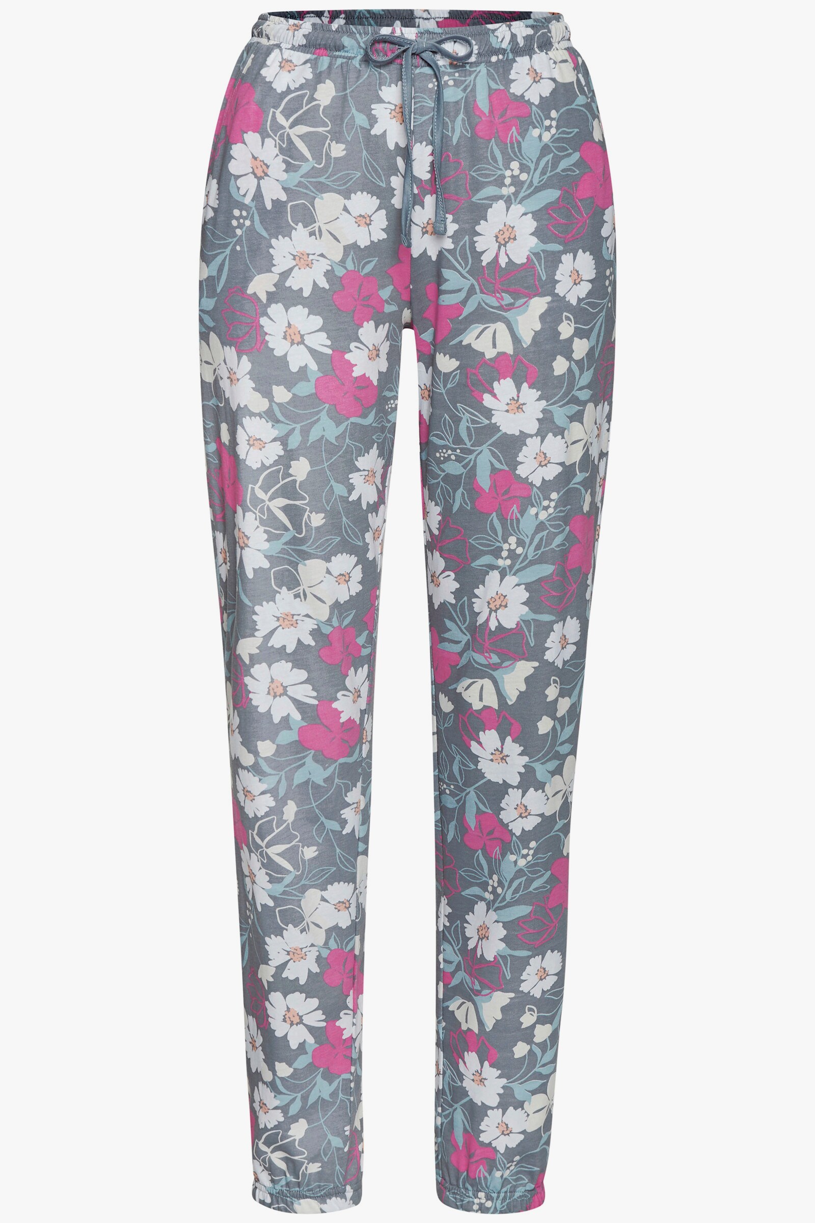 Vivance Dreams Pyjamahose - grau-rosa-geblümt