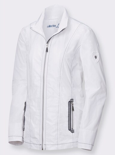 Übergangsjacke mit kontrastfarbigen Ziernähten - weiss