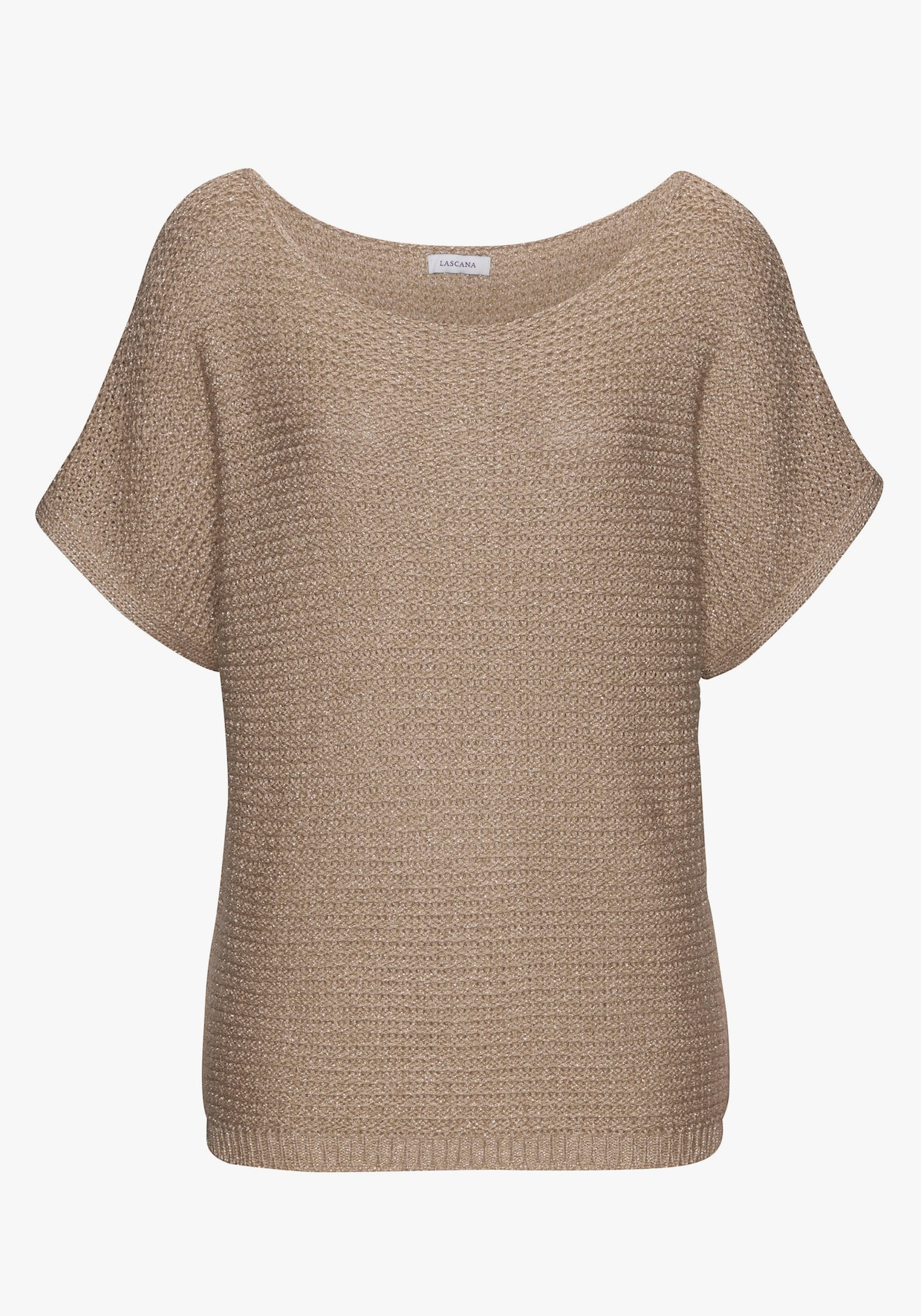 LASCANA Pullover met korte mouwen - camelkleurig/goudkleurig