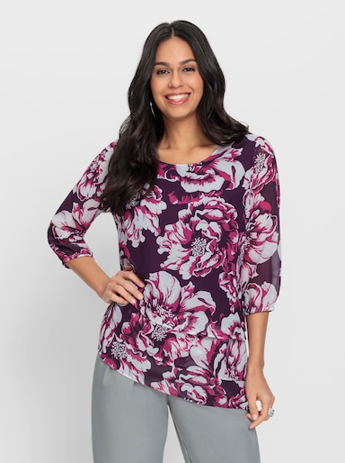 Bluse - traube-fuchsia-bedruckt