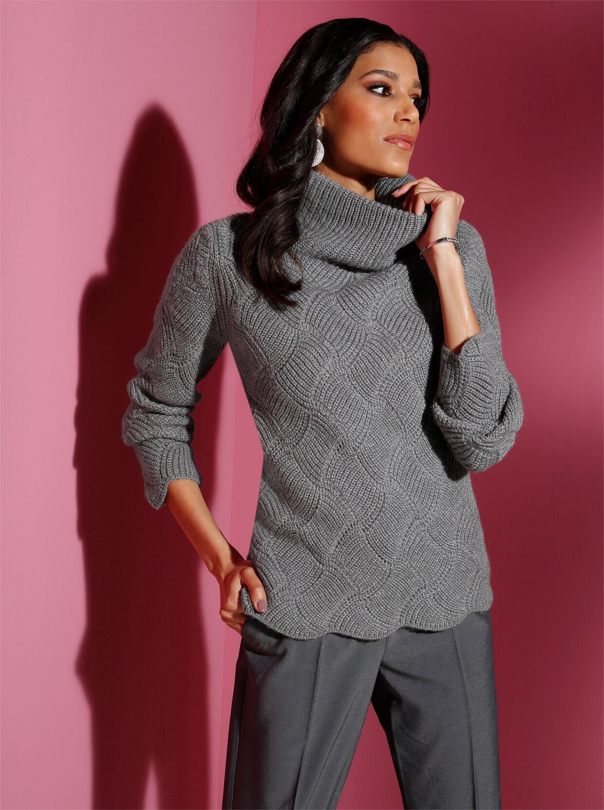 Strickpullover - steingrau