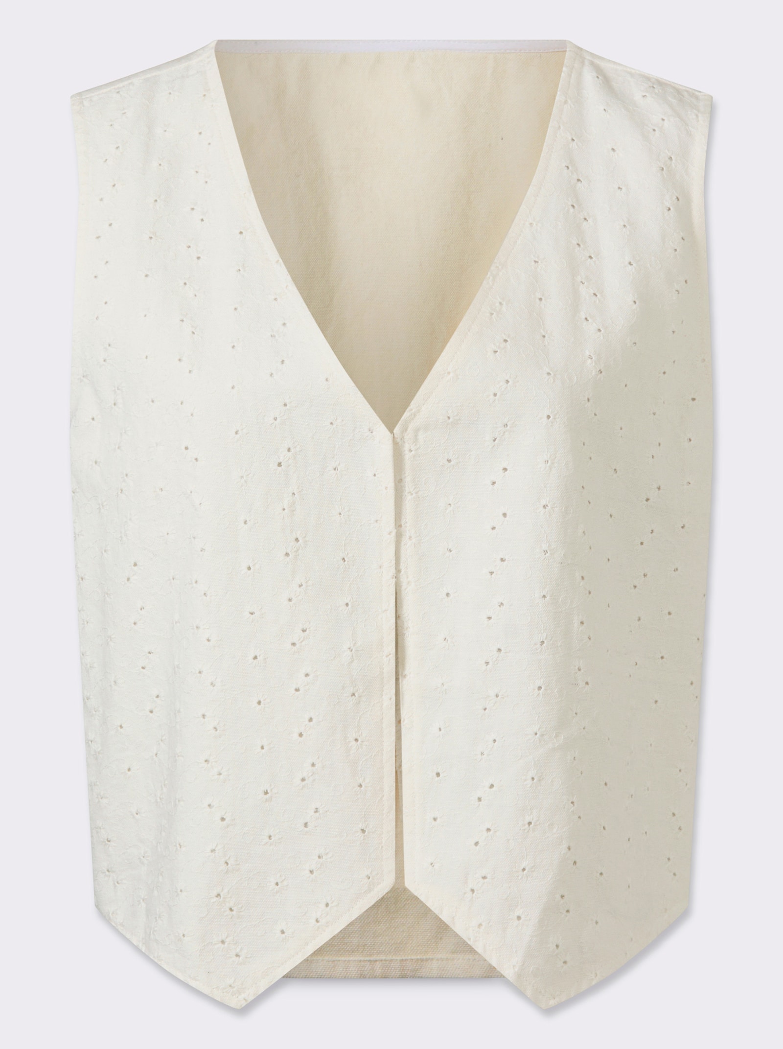 Weste mit Lochstickerei - ecru